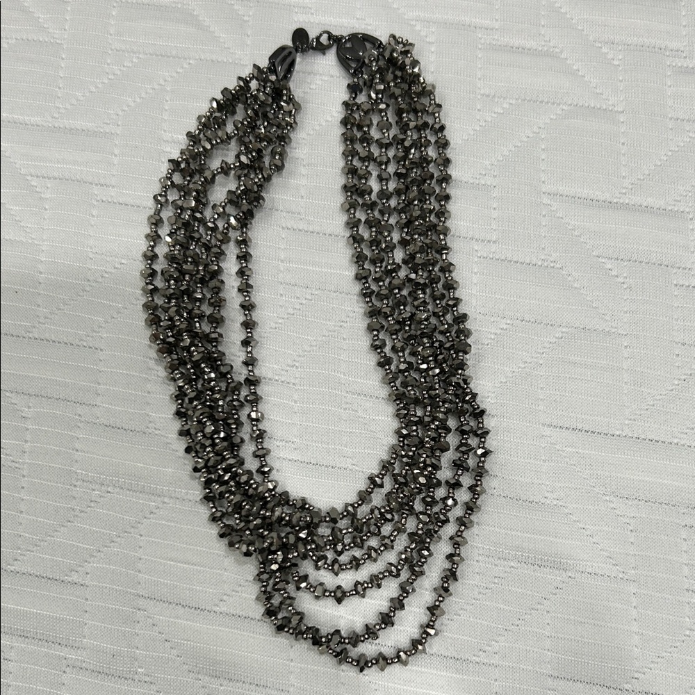 Lia Sophia Gunmetal Multi-Strand Layered Necklace